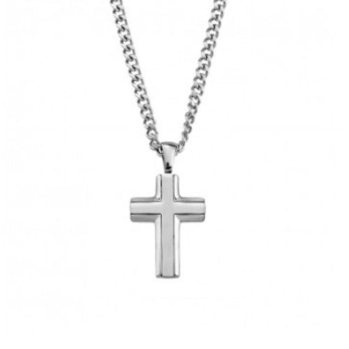 Cassius Mens Cross Necklace stainless steel Silver