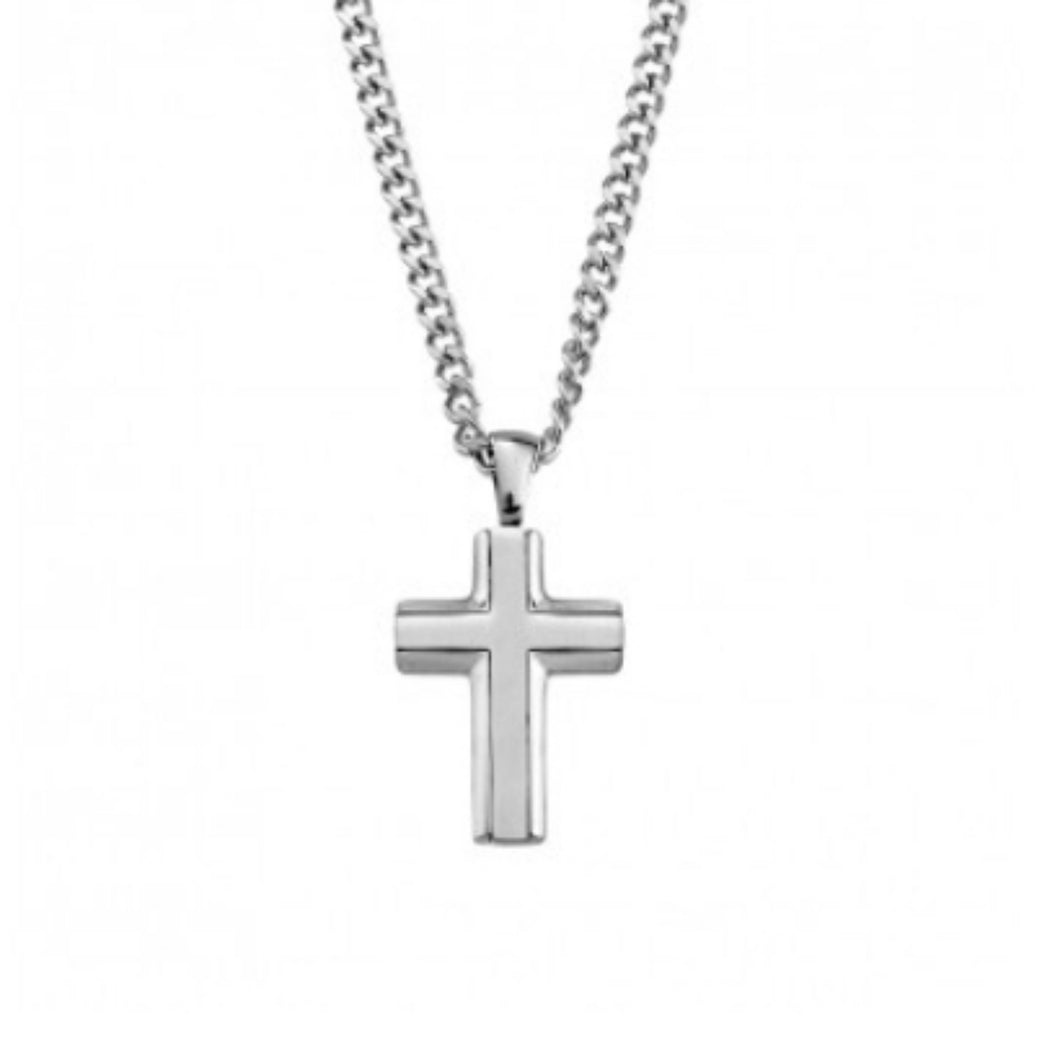 Cassius Mens Cross Necklace stainless steel Silver