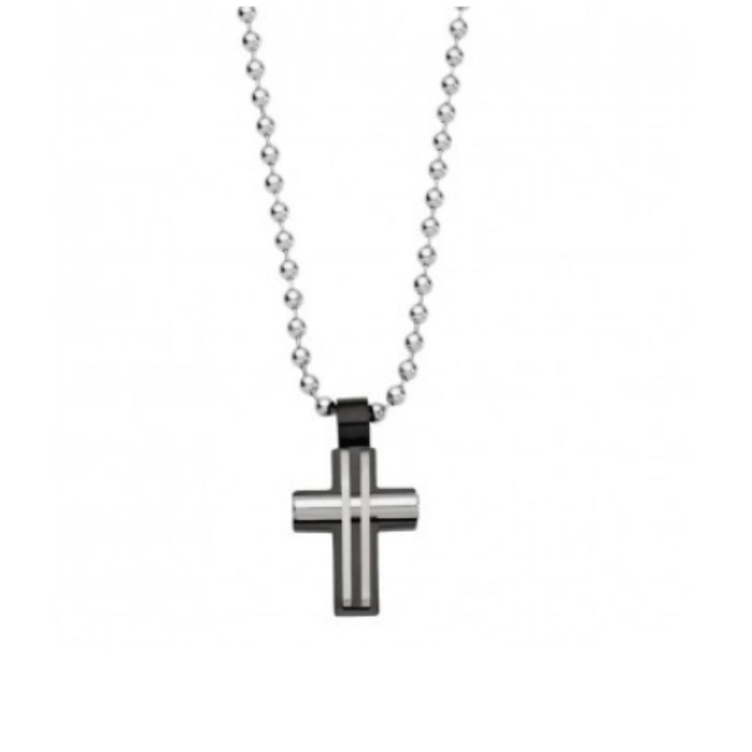 Mens Cross Necklace stainless steel Silver