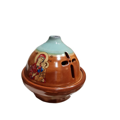 SALE Orthodox Lamp Kandili Ceramic Dome Turquoise Green Brown