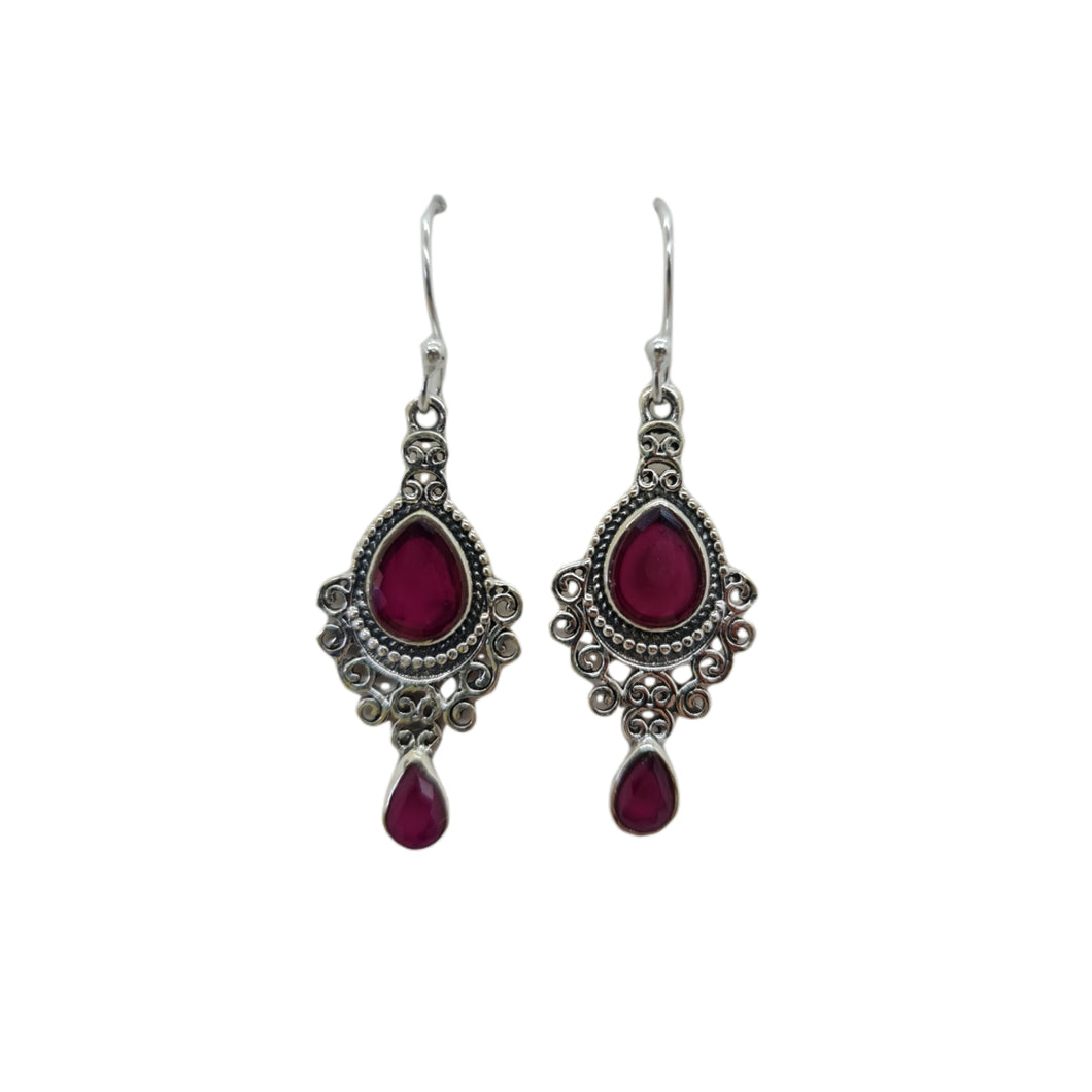 z Raja Ruby stone drop earrings