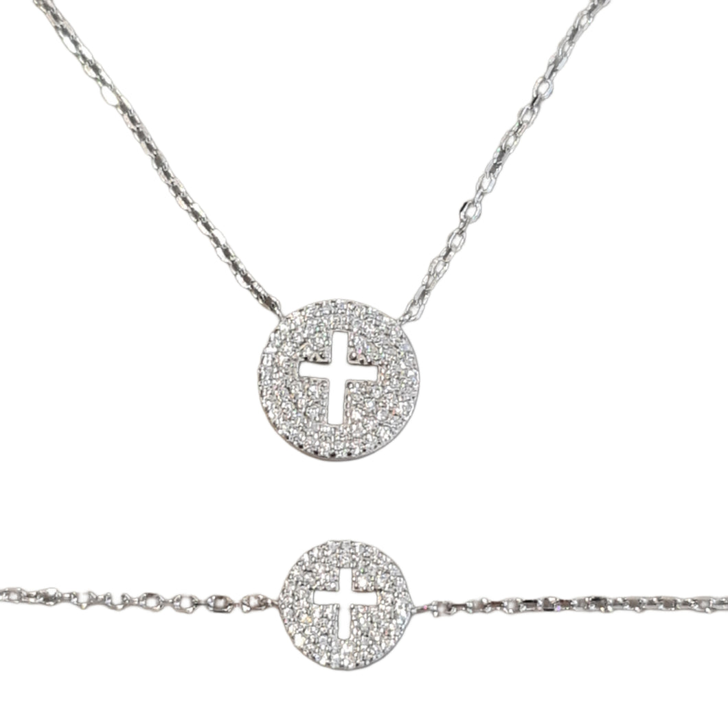 Chrystalla Cross necklace bracelet Silver