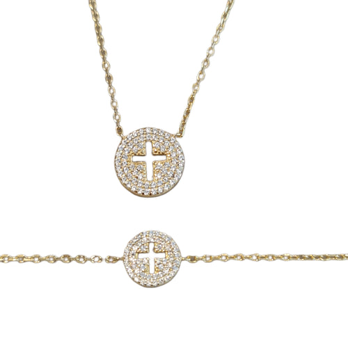 Chrystalla Cross necklace bracelet Gold