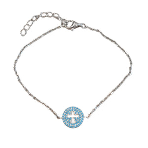 Chrystalla Cross necklace bracelet  Blue Silver