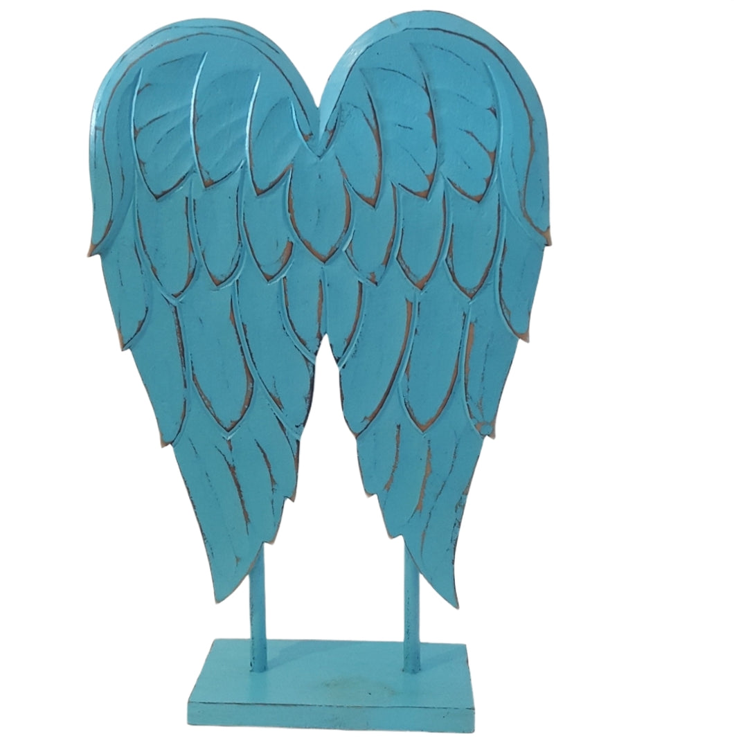 SALE Angel wings on stand Blue