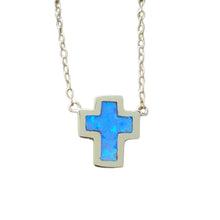 Ana Agean Sea Blue Opal Cross Necklace Gold