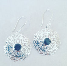 Onyx Stone and filligree design drop earrings