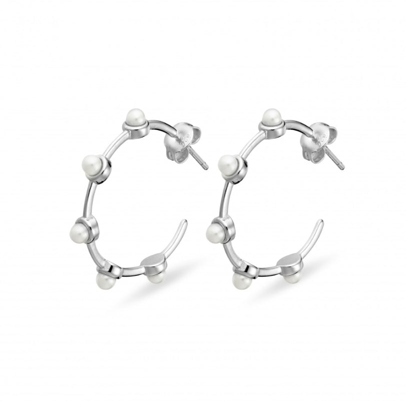 Freshwater Pearl hoop stud earrings small