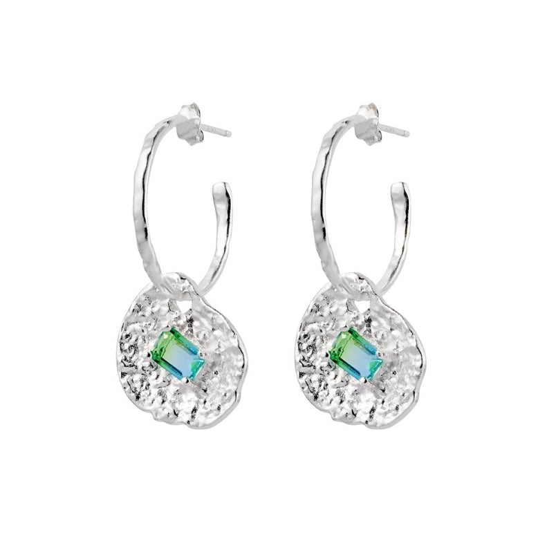 Goddess Silver stud hoop earrings