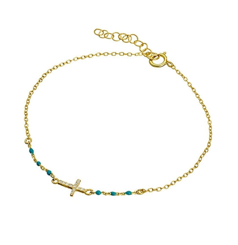 Luisa Turquoise Cross bracelet Gold