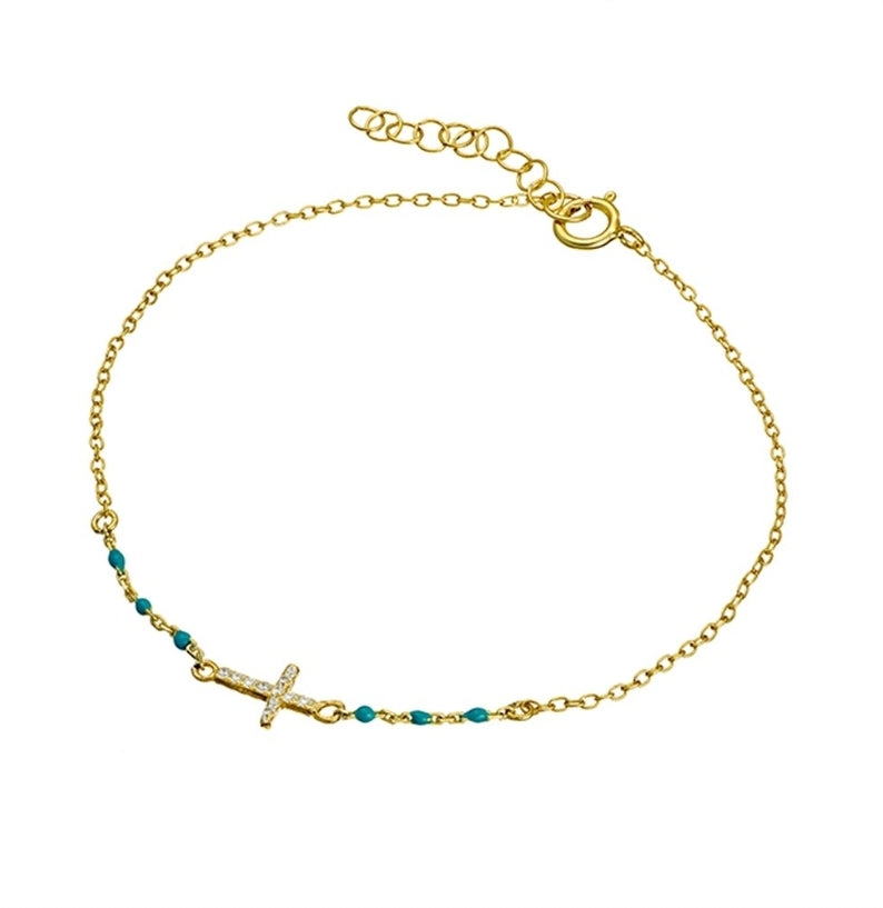 Luisa Turquoise Cross bracelet Gold