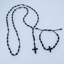 Rosary cross cord necklace + bracelet